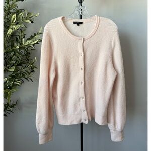 J. Crew Ribbed Cardigan With Jeweled Buttons in Supersoft Yarn Light Blush Pink